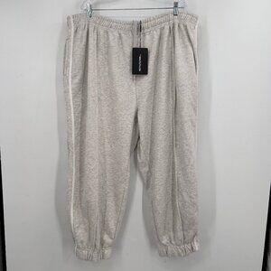 PrettyLittleThing Plus 22  Ash Grey Double Side Stripe Joggers Women's NWT